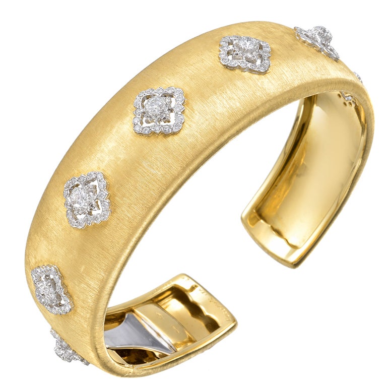 BUCCELLATI Gold & Diamond Cuff Bracelet