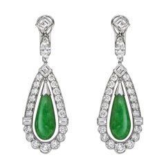 RAYMOND C. YARD Jade & Diamond Drop Earrings