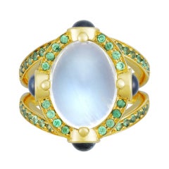 TEMPLE ST. CLAIR Gold, Moonstone & Gem-Set "Stupa" Ring