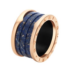 Bulgari B.Zero1 18k Pink Gold & Blue Marble 4-Band Ring