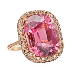 Paolo Costagli Pink Tourmaline & Cognac Diamond  Ring