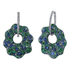 Robert Procop Sapphire, Tsavorite & Diamond Drop Earrings