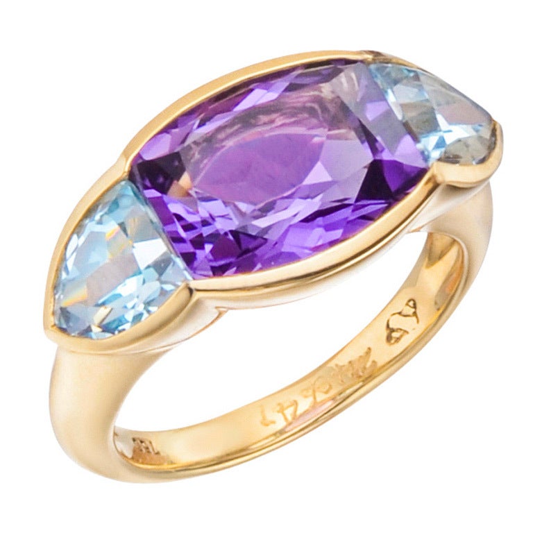 Seaman Schepps Amethyst & Blue Topaz "Avenue" Ring