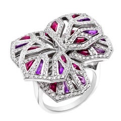 Cartier diamond, Ruby & Amethyst "orchid" Ring