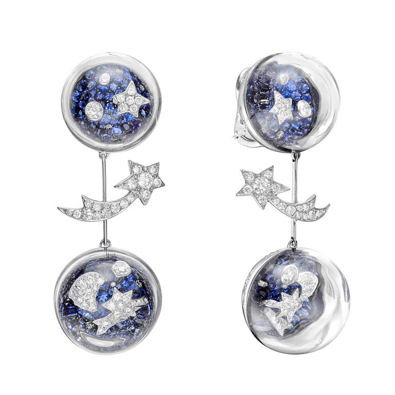 Chanel Sapphire & Diamond "Elements Celestes" Drop Earrings