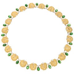 Buccellati Gold & Tsavorite Leaf Link Necklace