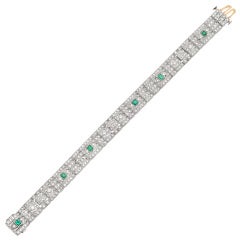 Art Deco Emerald & Diamond Panel Bracelet