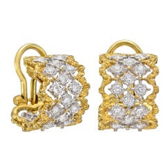 Buccellati Rombi Gold  Diamond Hoop Earrings