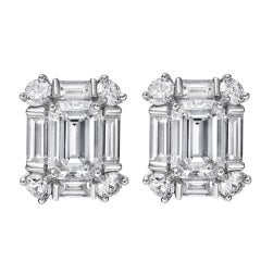 Classic Emerald-Cut Diamond Cluster Earrings
