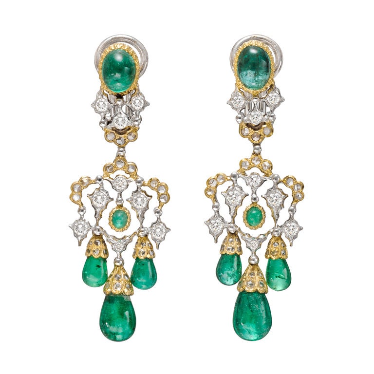 Buccellati Emerald Drop Chandelier Earrings