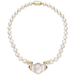 Vintage Bulgari Ancient Intaglio Pearl Necklace