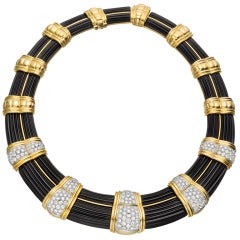 David Webb Black Onyx & Pave Diamond Collar Necklace