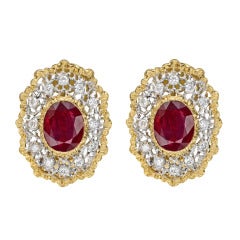 Buccellati Ruby & Diamond Earclips