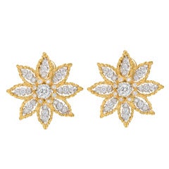 BUCCELLATI Gold & Diamond Star Earclips