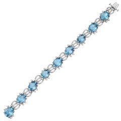Aquamarine & Diamond Link Bracelet