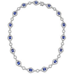 Oval Sapphire & Pavé Diamond Necklace