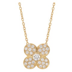 VAN CLEEF & ARPELS Pavé Diamond ​"Tréfle" Pendant Necklace
