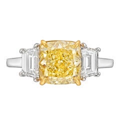 Stunning 3.66 Carat Fancy Intense Yellow Diamond Ring