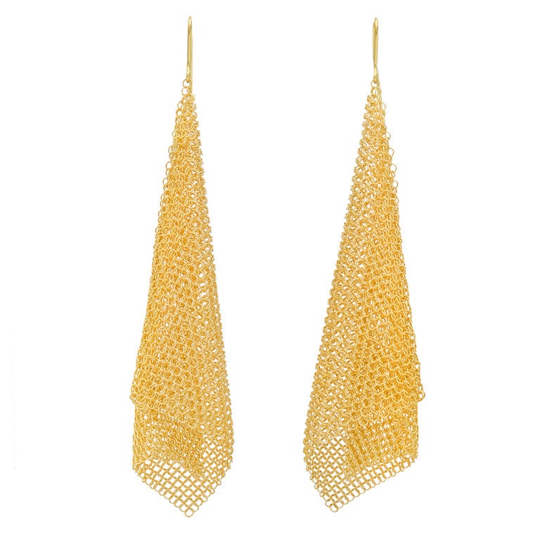 TIFFANY  
CO. Elsa Peretti Gold Mesh Drop Earrings