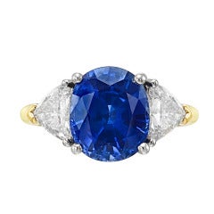 4.33 Carat Cushion-Cut Sapphire & Diamond Ring