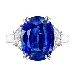 8.89 Carat Oval-Cut Sapphire & Diamond Ring