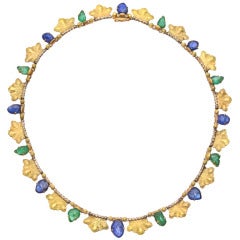 BUCCELLATI Antique Sapphire & Emerald Foliate Fringe Necklace