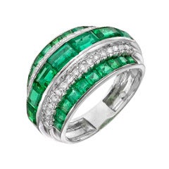 Emerald & Diamond Dome Band Ring