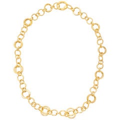 TIFFANY & CO. Gold Multi-Sized Circular Link Necklace