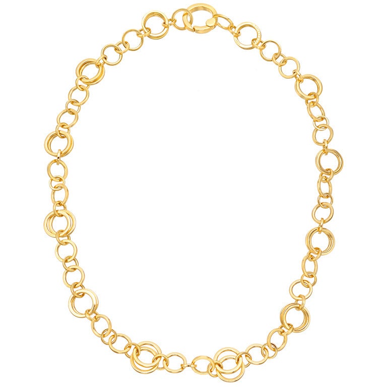 TIFFANY & CO. Gold Multi-Sized Circular Link Necklace