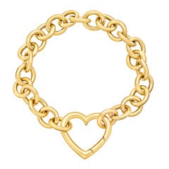 TIFFANY & CO. Gold Link Bracelet with Heart Clasp