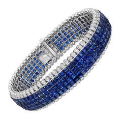 Invisible-Set Sapphire & Diamond Bracelet