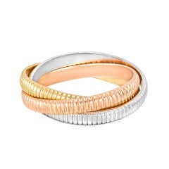 CARTIER Tri-Colored Gold Ribbed 'Trinity' Ring