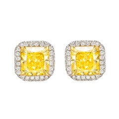 Fancy Vivid Yellow Diamond Stud Earrings (~2 ct tw)