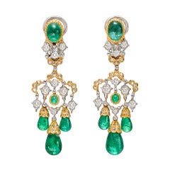 BUCCELLATI Emerald Drop Chandelier Earrings