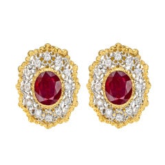 BUCCELLATI Ruby & Diamond Earclips