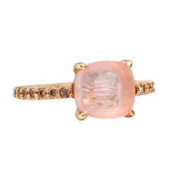 POMELLATO Rose Quartz 
Pavé Cognac Diamond Ring