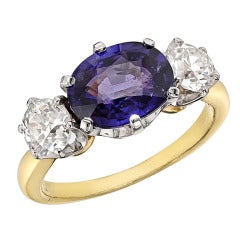 Vintage 2.81 Carat Bluish Purple Sapphire 
Diamond Ring