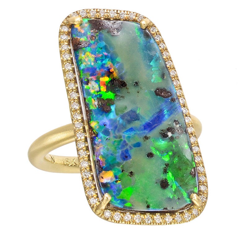 IRENE NEUWIRTH Boulder Opal & Pavé Diamond Ring