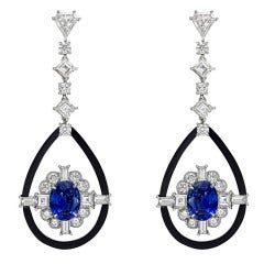 RAYMOND C. YARD Sapphire & Diamond Pendant Earrings