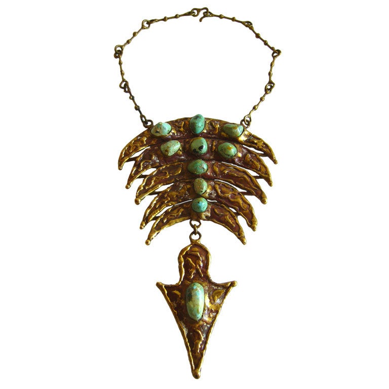 PAL KEPENEYES Turquoise Bronze Necklace