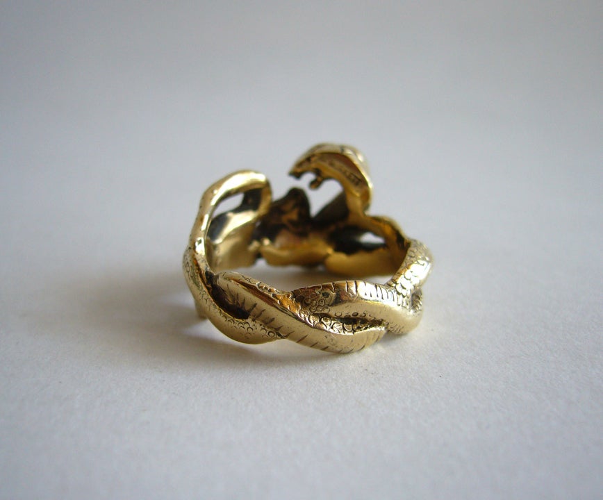BOB BURKETT Gold Double Helix Snake Ring at 1stDibs double helix