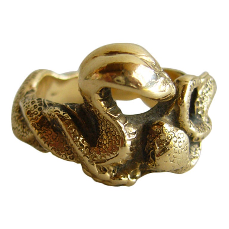 BOB BURKETT Gold Double Snake Woman's Ring