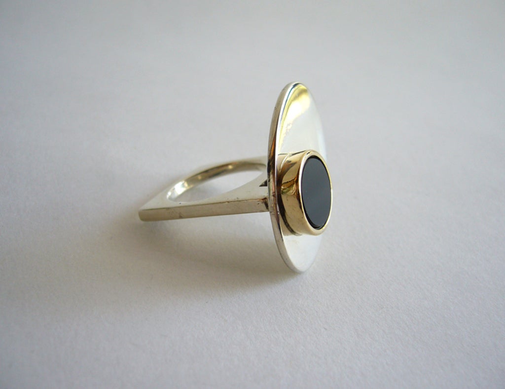 Women's PIERRE CARDIN Sterling Gold Onyx Ring