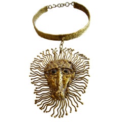 Vintage PAL KEPENEYES Bronze Lion Head Necklace