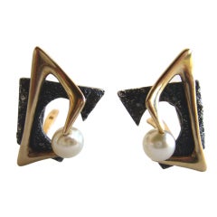 EVERETT MACDONALD Gold Sterling Pearl Earrings