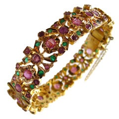 Ruby Emerald Gold Bangle Bracelet