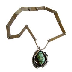 Vintage GERALD STINN Sterling Turquoise Handmade Necklace