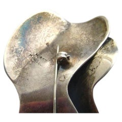 Rare Hurst Kingsbury Garnet Sterling Silver Surrealist Brooch