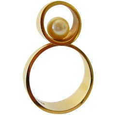 1960s Just Andersen Pearl Gold Ring