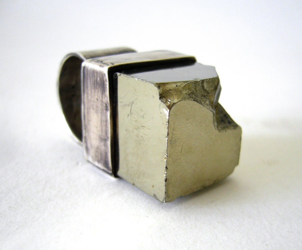 Heidi Abrahamson Pyrite Sterling Ring In New Condition In Palm Springs, CA
